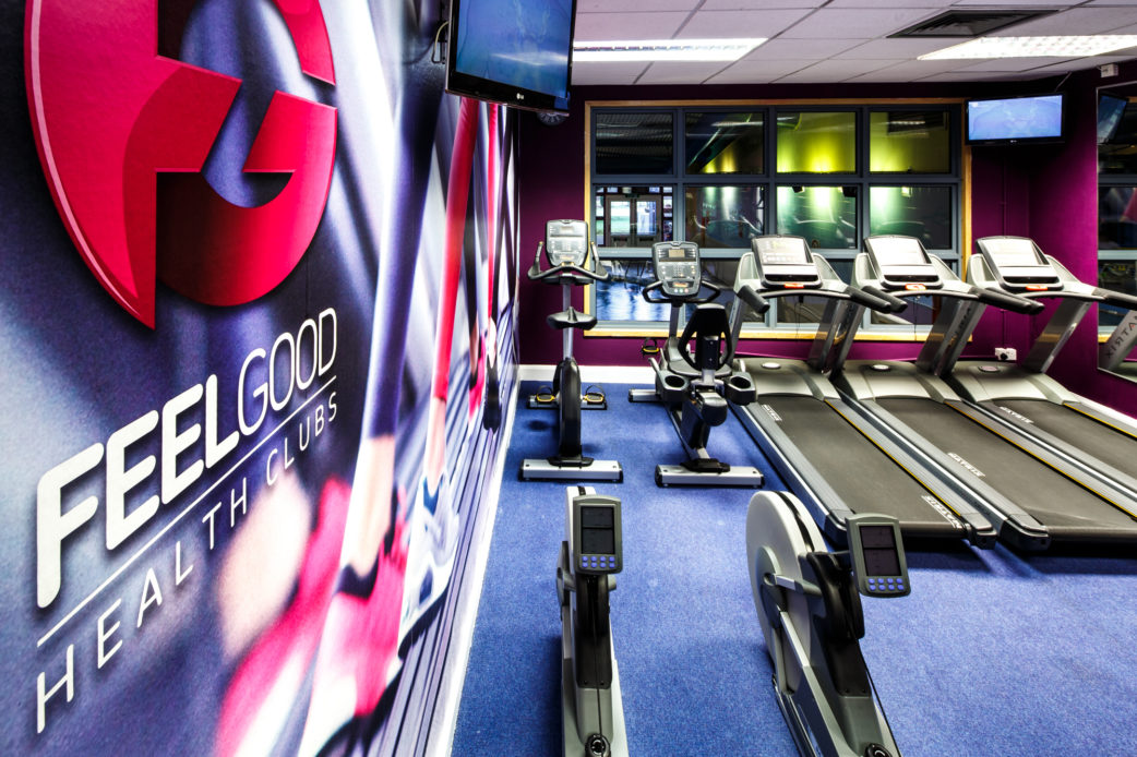 Treadmills and exercise bikes in the Feel Good Health Club at Mercure Chester Abbots Well Hotel